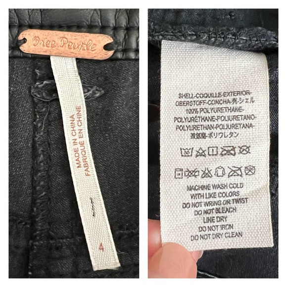 Free People Faux Leather Pants Size 4 Zip Ankle Zipper Pockets Moto Skinny Black - Picture 3 of 7